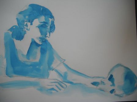 fevrier 2012 - portrait bleu n°3 - encre - format 36x46cm