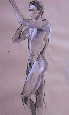 homme fier - encre et gouache blanche sur papier kraft - format A3 - 14/12/2010