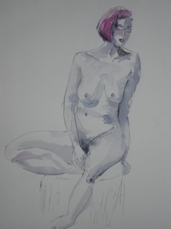 201104-rose, nu feutre et aquarelle, format A3